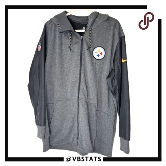 Nike Men's NFL Pittsburgh Steelers Dri-Fit Hooded Full Zip Jacket Gray Size XXL - Picture 1 of 10